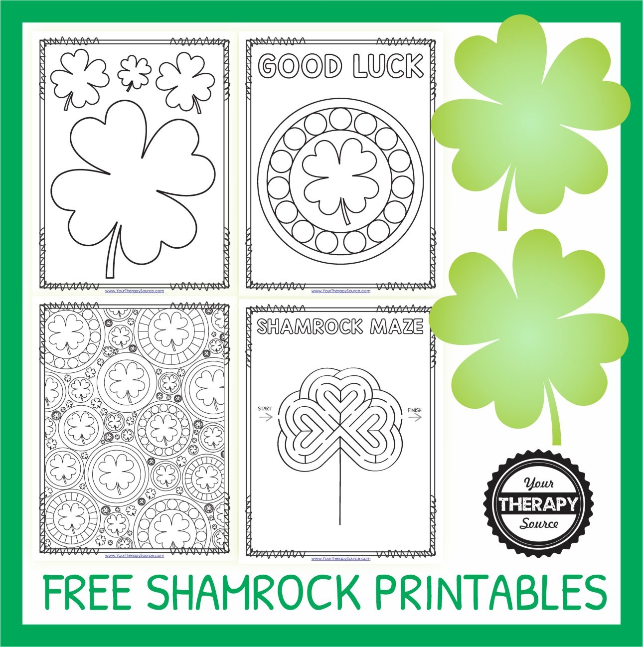 Shamrock Printables FREE Packet Your Therapy Source Shamrock Printables FREE Packet Your Therapy Source