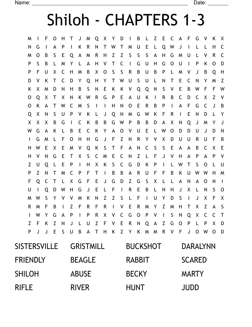 Shiloh CHAPTERS 1 3 Word Search WordMint