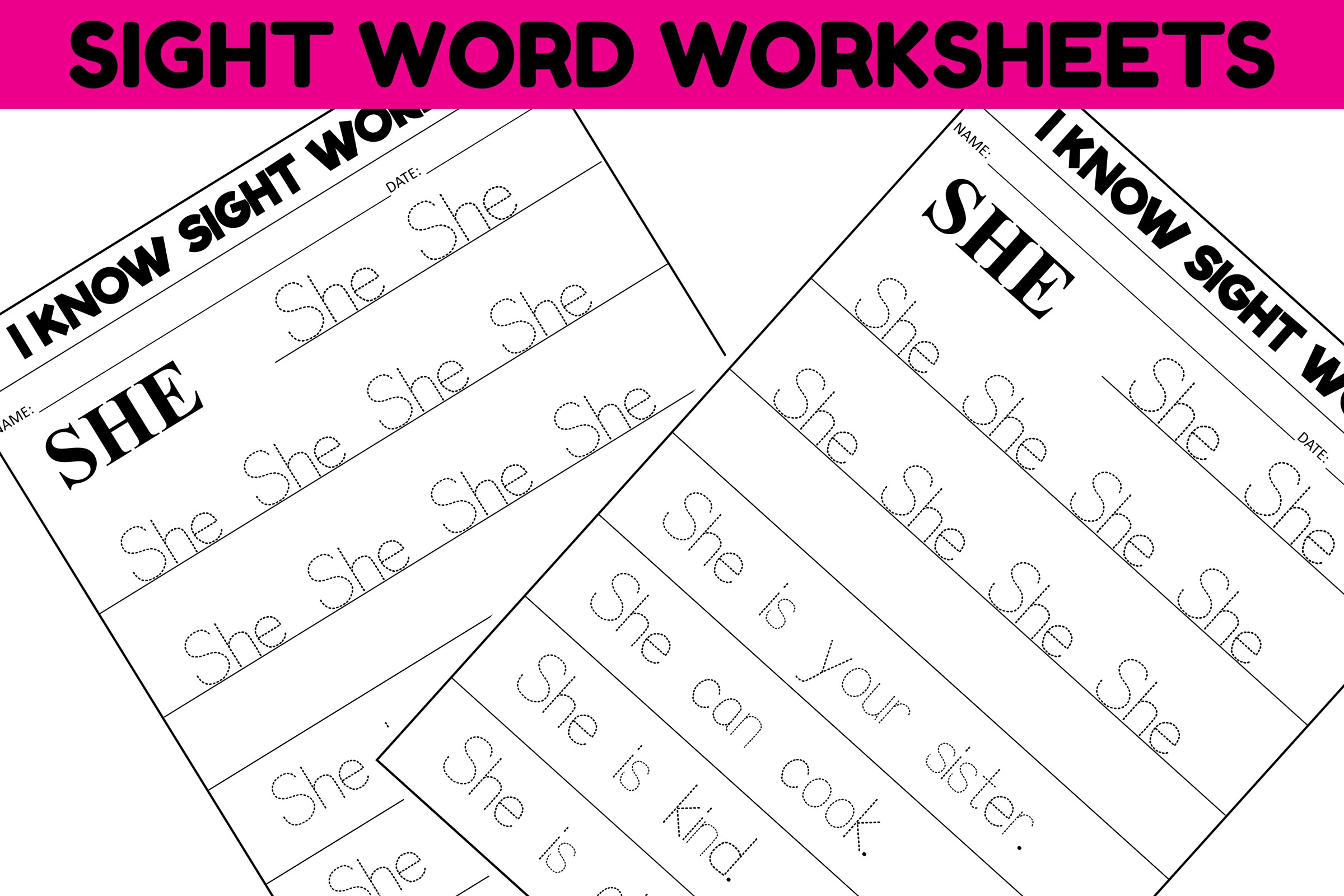 Sight Word Practice Worksheet SHE Graphic By Sarita Kidobolt Sight Word Practice Worksheet SHE Graphic By Sarita Kidobolt