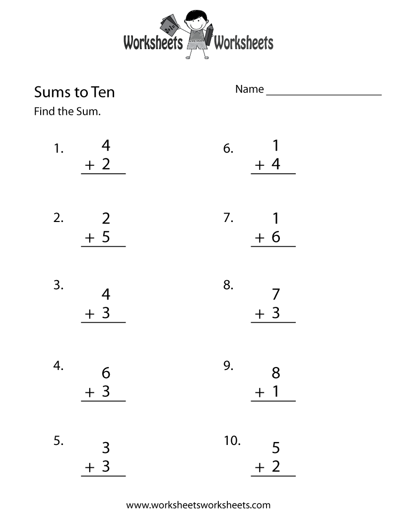 Simple Addition Worksheet Worksheets Worksheets