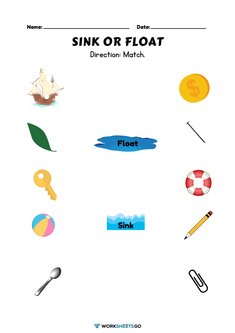 Sink Or Float Worksheet Free Printable