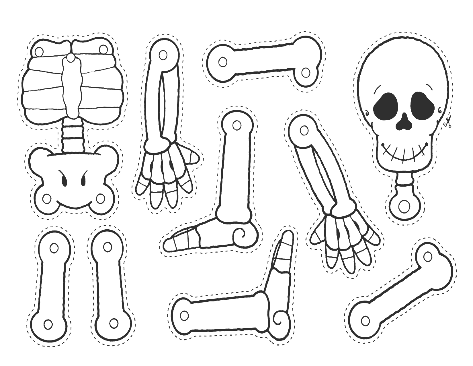 Skeleton Cutout Doll Decoration Printable Printable Coloring Pages FREE