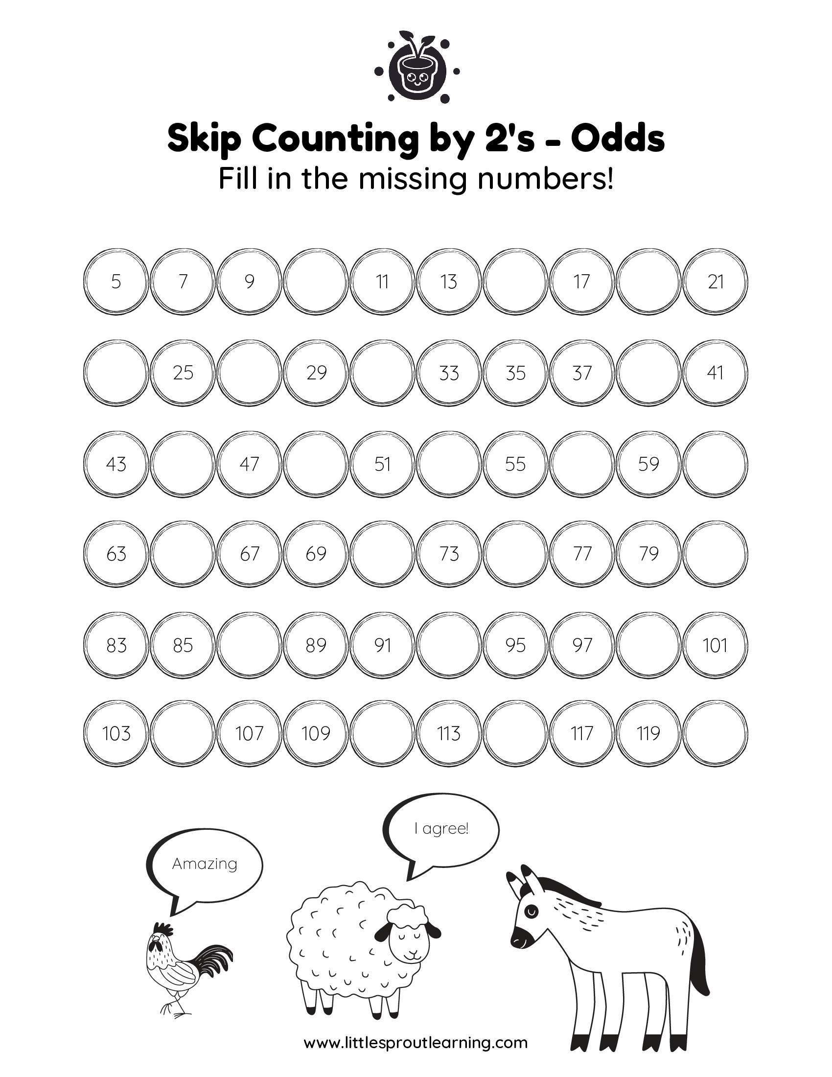 Skip Counting By 2 s Odds Little Sprout Art