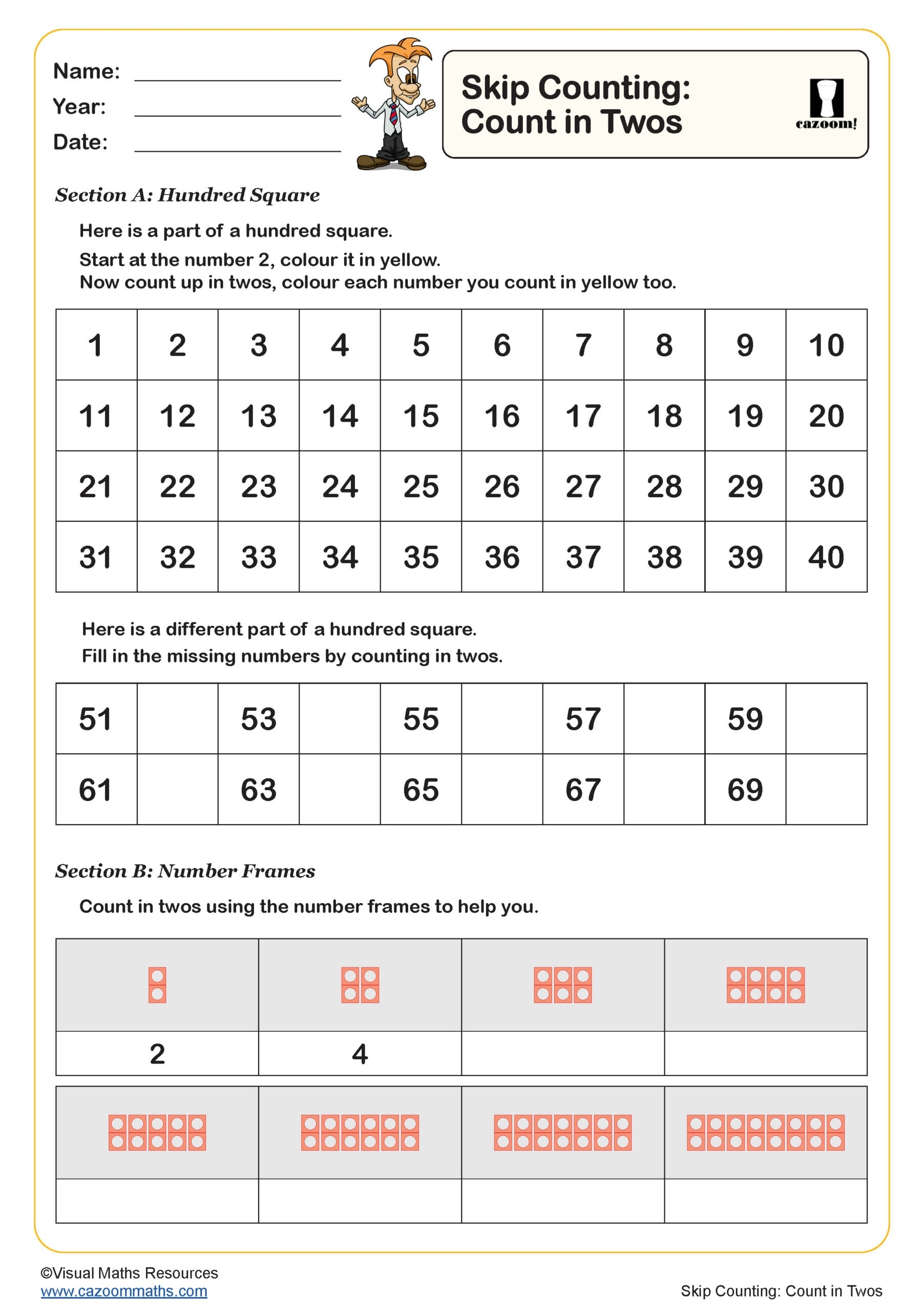 Skip Counting Worksheet count In 2s Fun And Engaging Year 1 PDF Worksheets