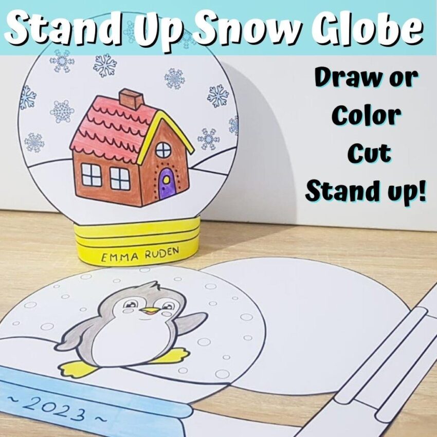 Snow Globe Template Snow Globe Craft Color Cut Stand up