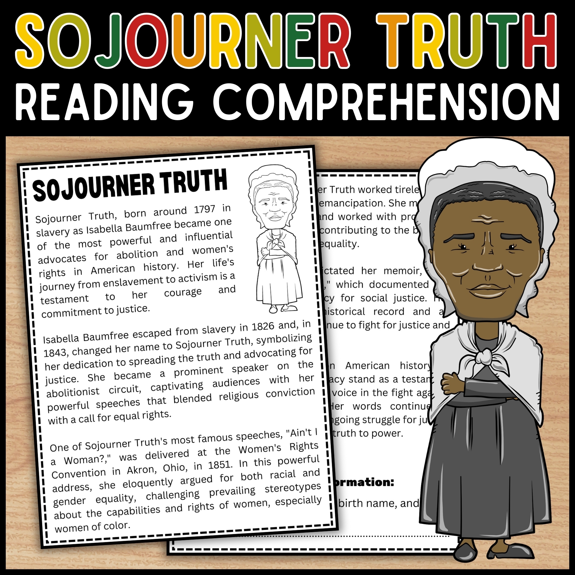 Sojourner Truth Reading Comprehension Passage U0026 Questions Black History Month Sojourner Truth Reading Comprehension Passage U0026 Questions Black History Month