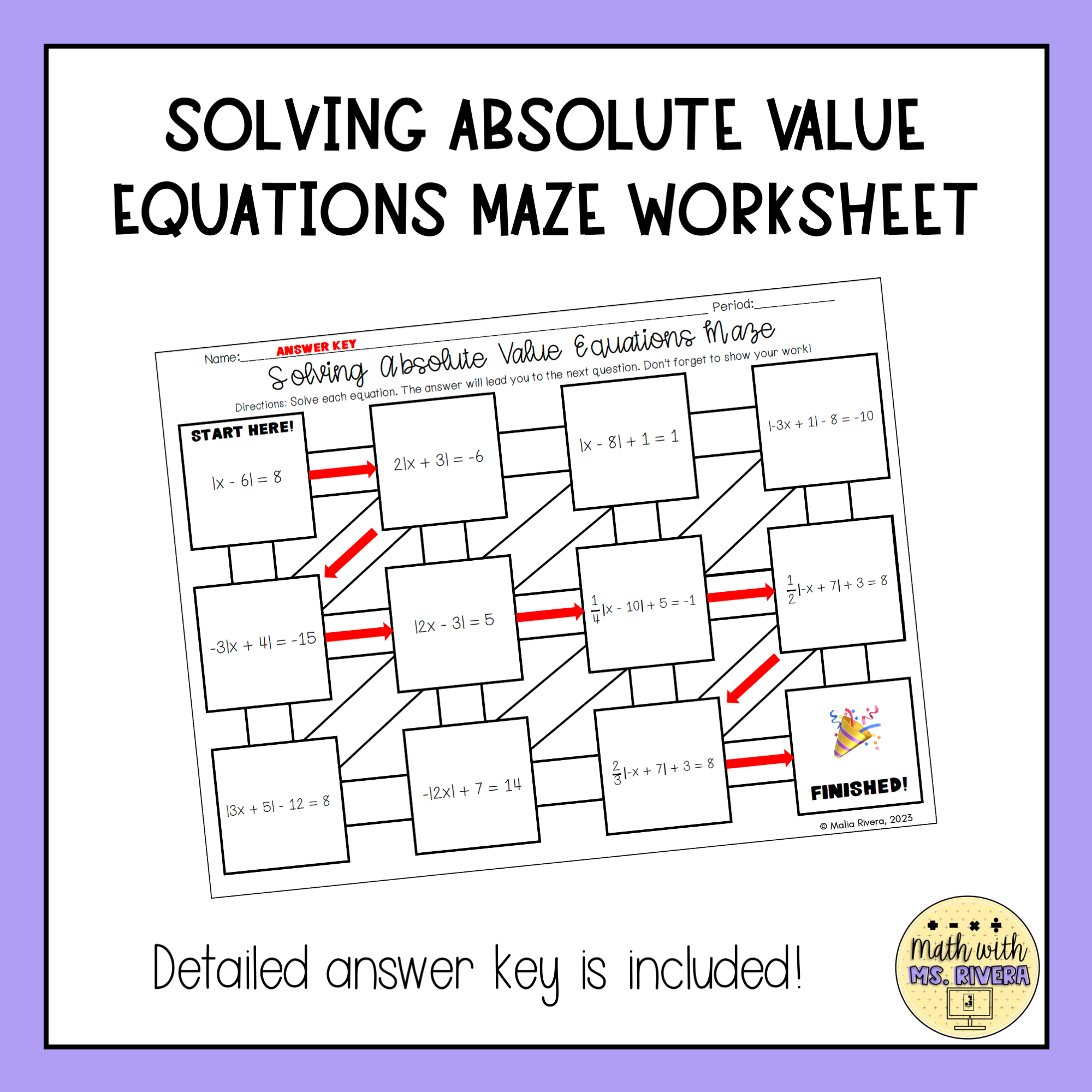 Solving Absolute Value Equations Maze Worksheet Made By Teachers Solving Absolute Value Equations Maze Worksheet Made By Teachers