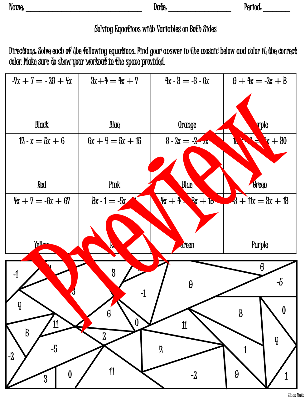 Solving Equations With Variables On Both Sides Coloring Activity TEK 8 8C Worksheets Library Solving Equations With Variables On Both Sides Coloring Activity TEK 8 8C Worksheets Library