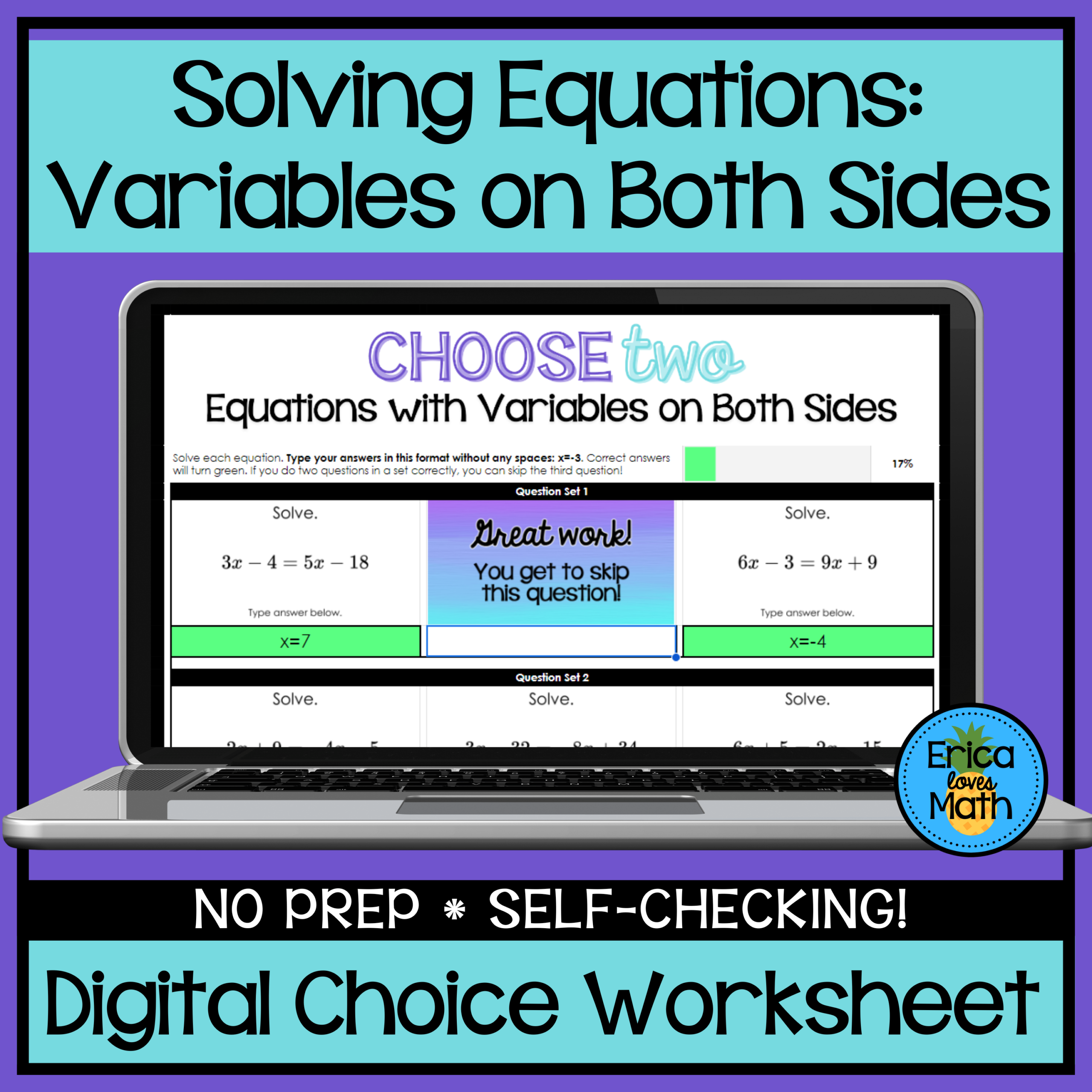 Solving Equations With Variables On Both Sides Digital Activity Choose Two Classful Solving Equations With Variables On Both Sides Digital Activity Choose Two Classful