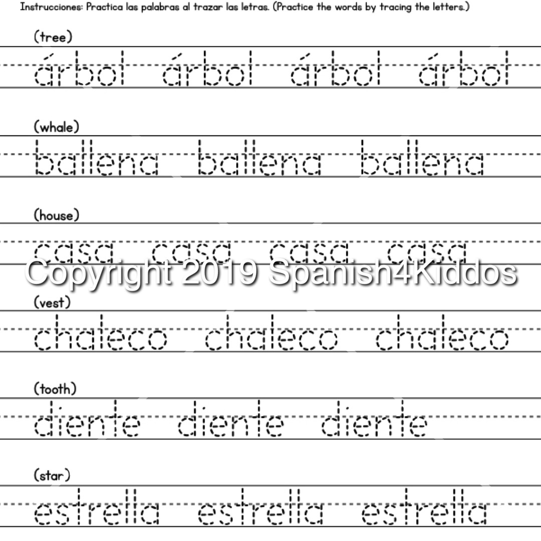 Spanish Alphabet Writing Practice Workbook B W Spanish4Kiddos