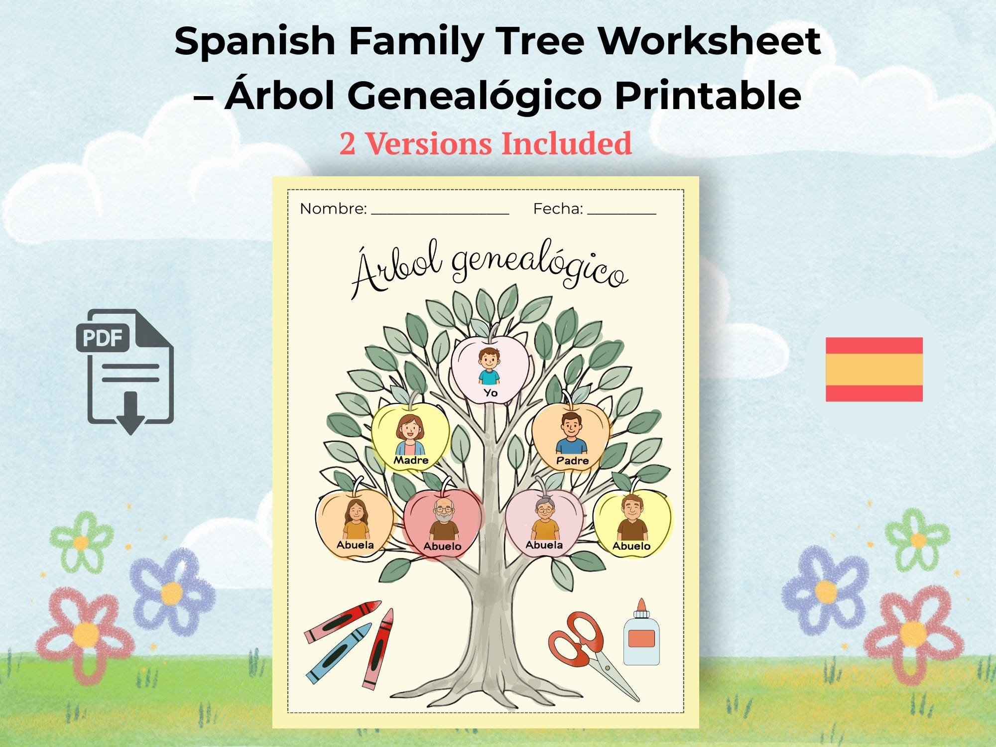 Spanish Family Tree Worksheet Bilingual Vocabulary Activity PDF Etsy Israel