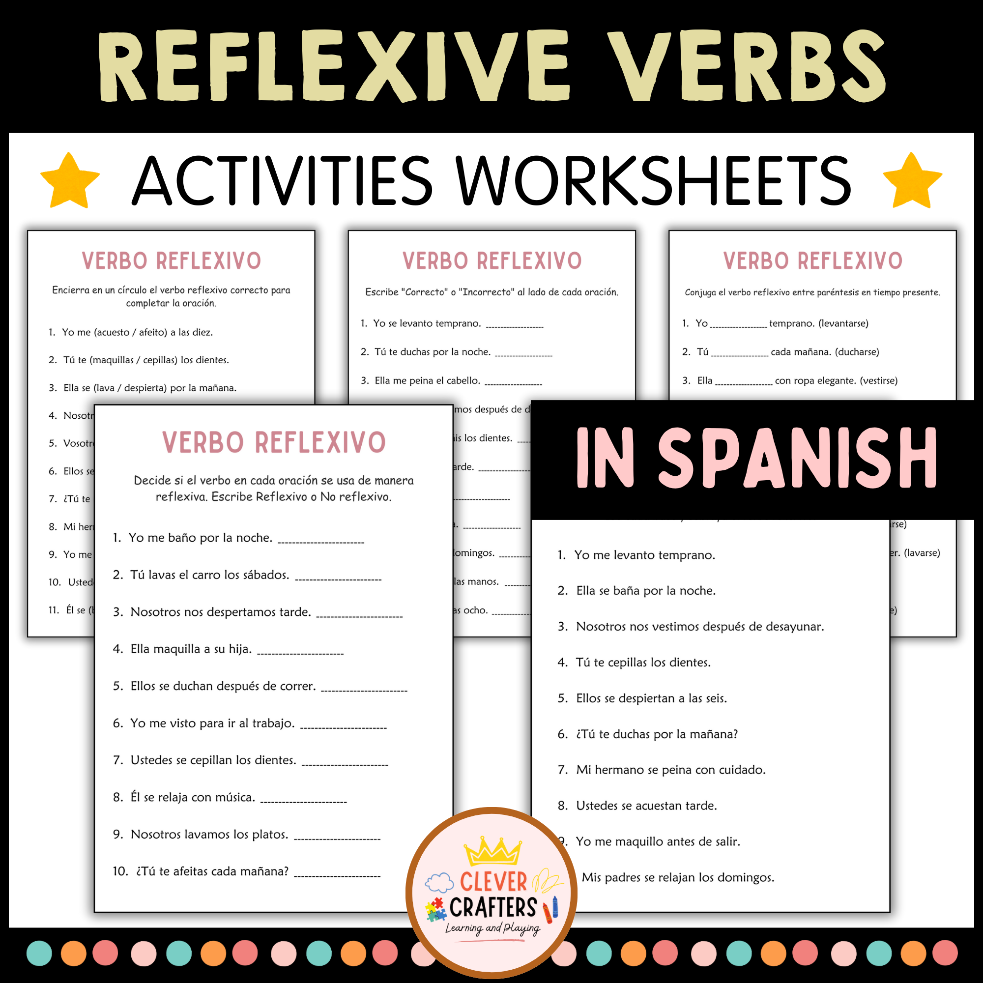 Spanish Reflexive Verbs Practice Worksheets Los Verbos Reflexivos Made By Teachers Spanish Reflexive Verbs Practice Worksheets Los Verbos Reflexivos Made By Teachers