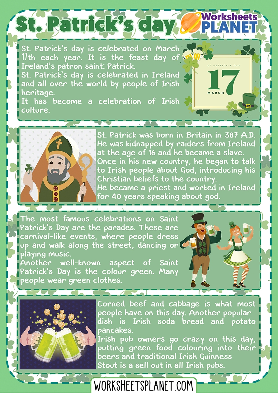 St Patricks Day Reading Comprehension Freebie By Brittney Marie Worksheets Library