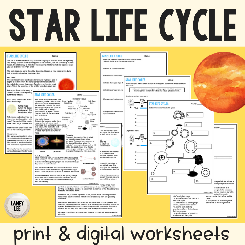 Star Life Cycles Reading Comprehension Worksheets Laney Lee Worksheets Library Star Life Cycles Reading Comprehension Worksheets Laney Lee Worksheets Library