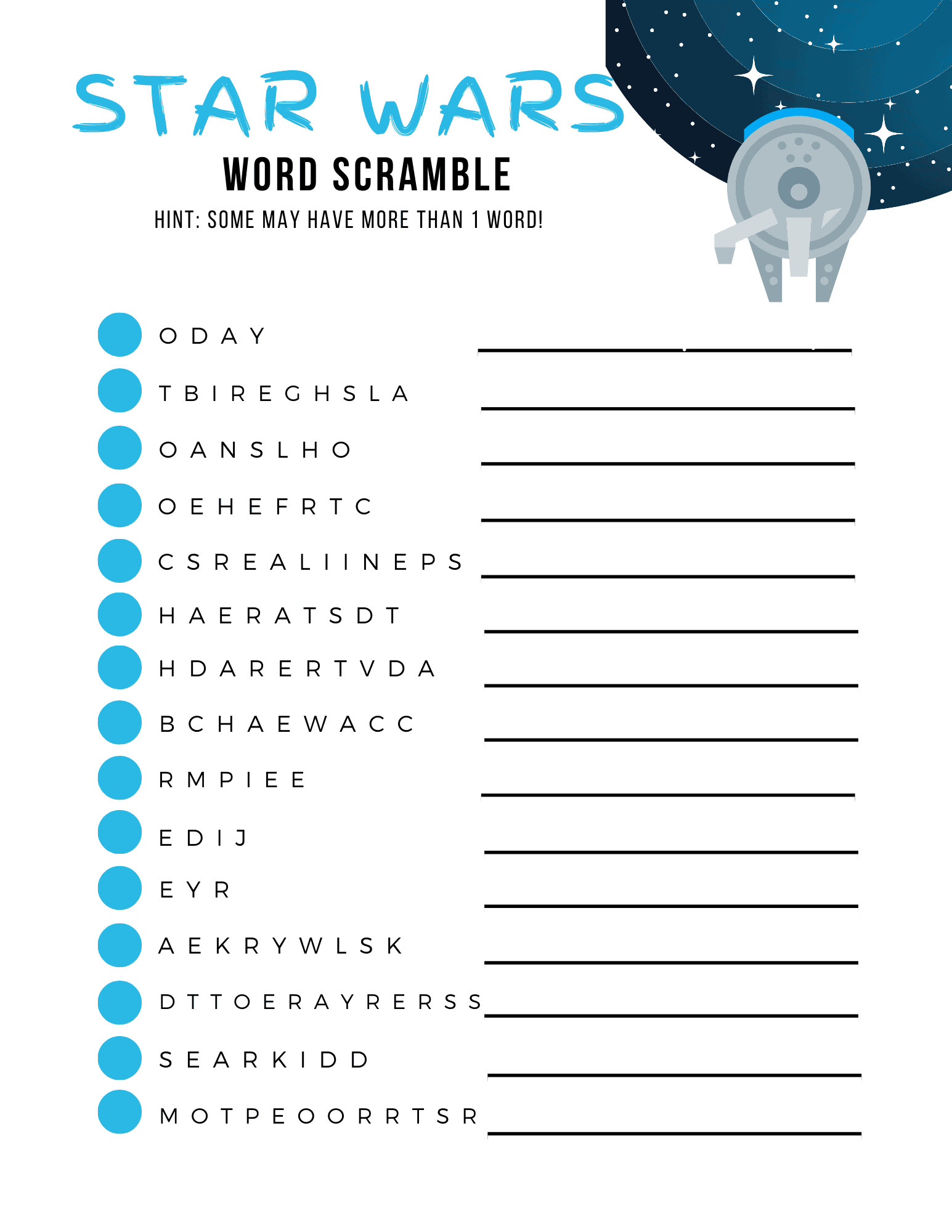 Free Printable Star Wars Worksheets Free Printable Star Wars Worksheets