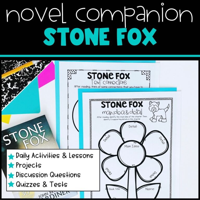 Stone Fox Novel Study Comprehension Questions Vocabulary And Worksheets Library
