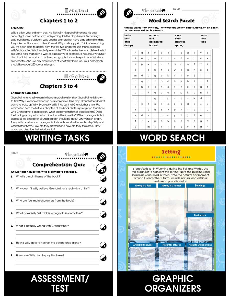 Stone Fox Novel Study Guide Grades 3 To 4 EBook Lesson Worksheets Library