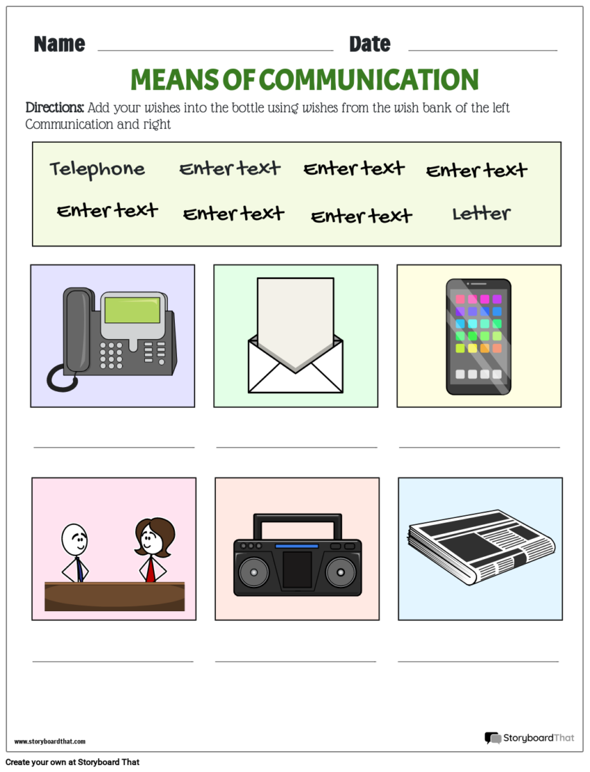 Storyboard That Communication Worksheets For Education