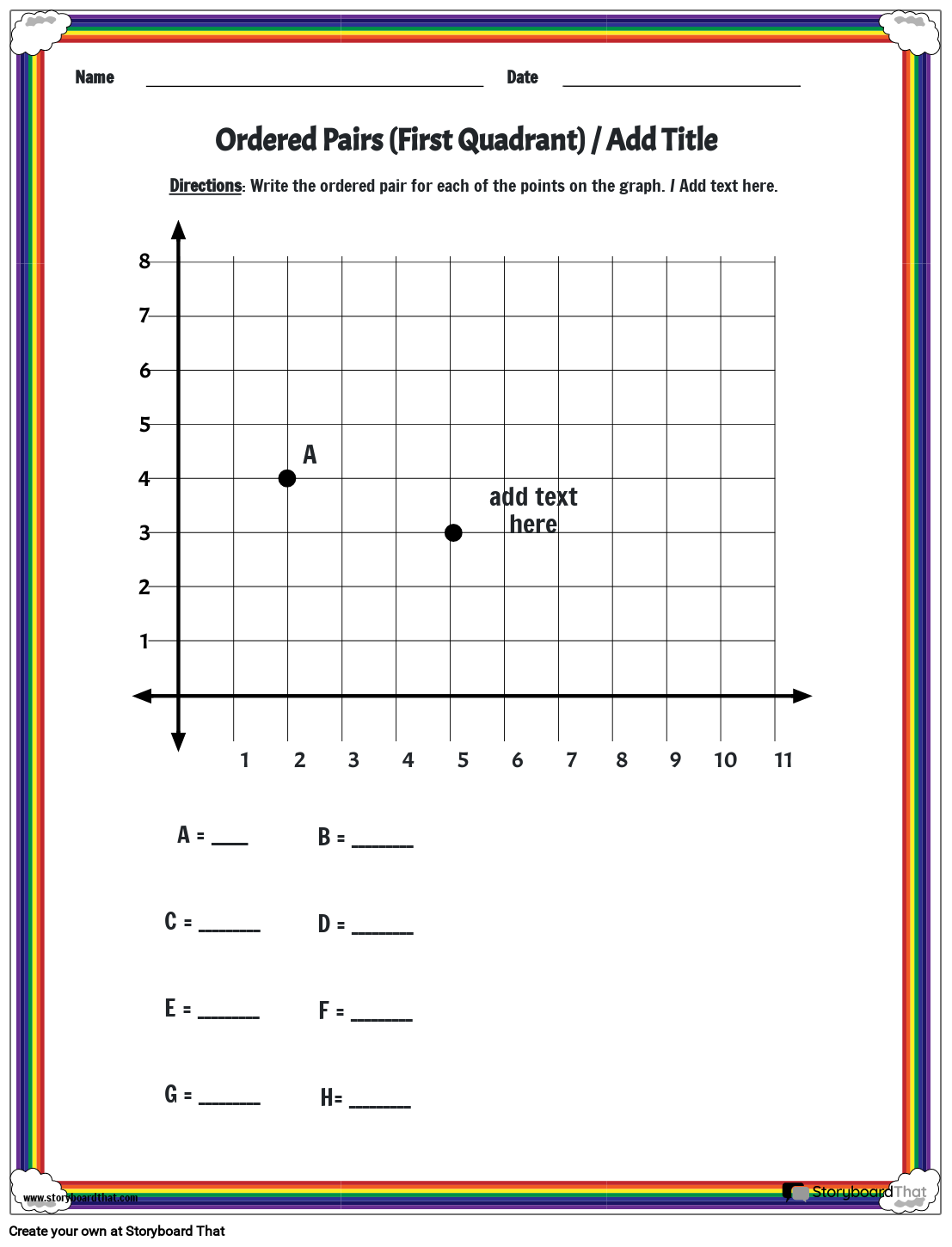 Storyboard That Create Coordinate Plane Worksheets