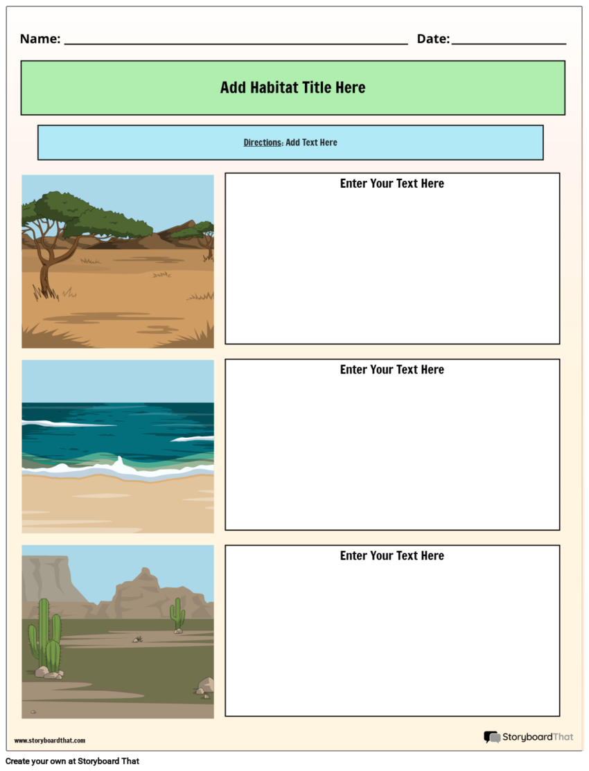Storyboard That Free Animal Habitat Worksheets