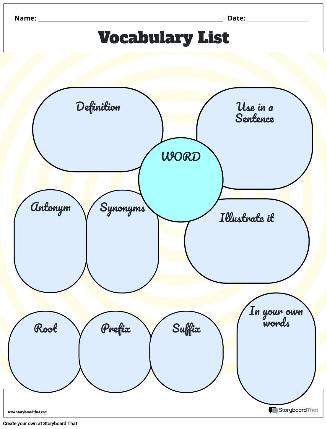 Storyboard That Free Vocabulary Worksheet Templates