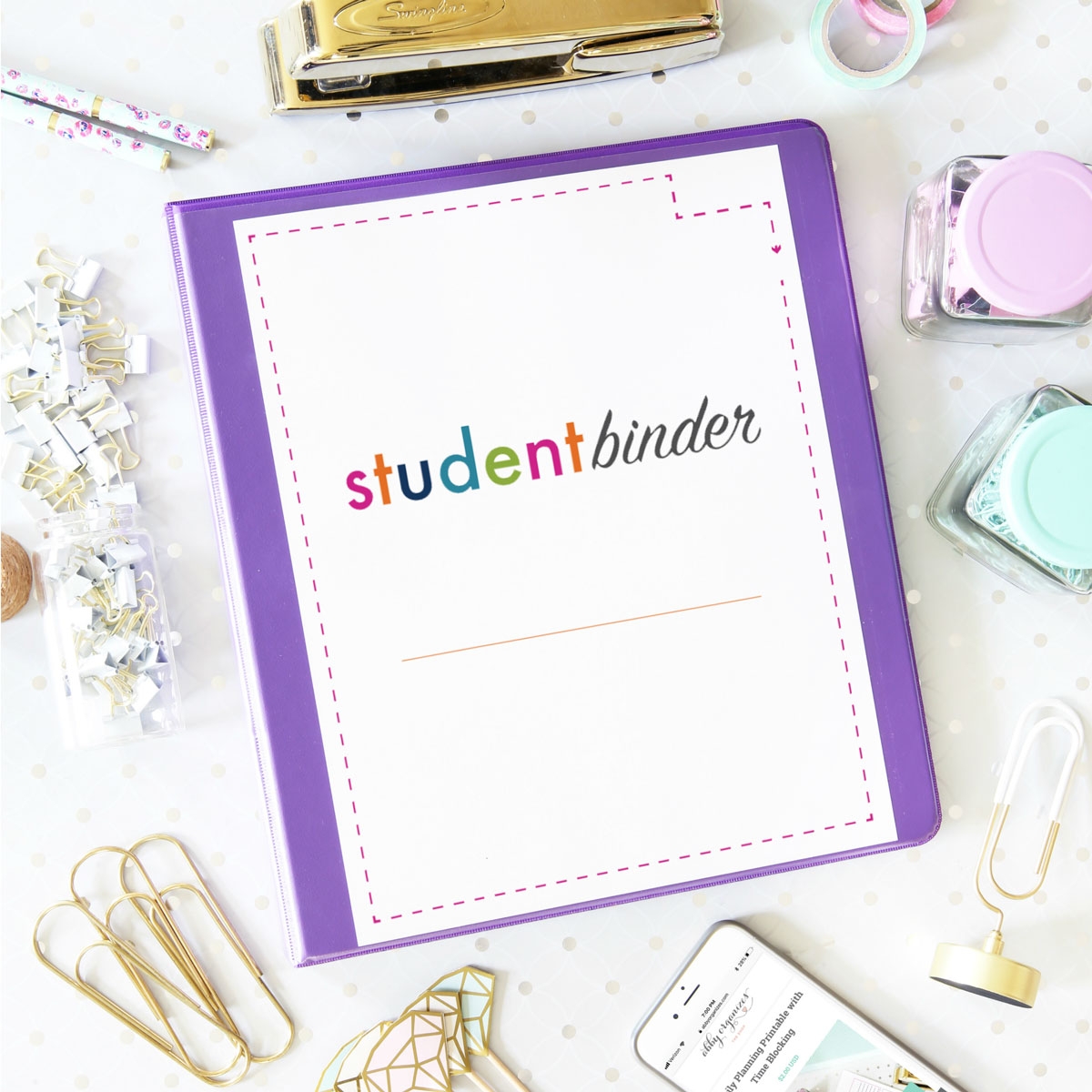 Student Binder For Back to School with Free Printables 