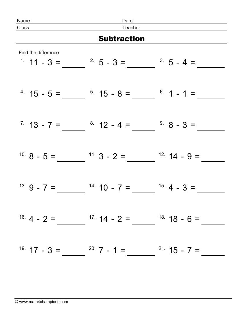 Math And Subtraction Worksheets Math And Subtraction Worksheets