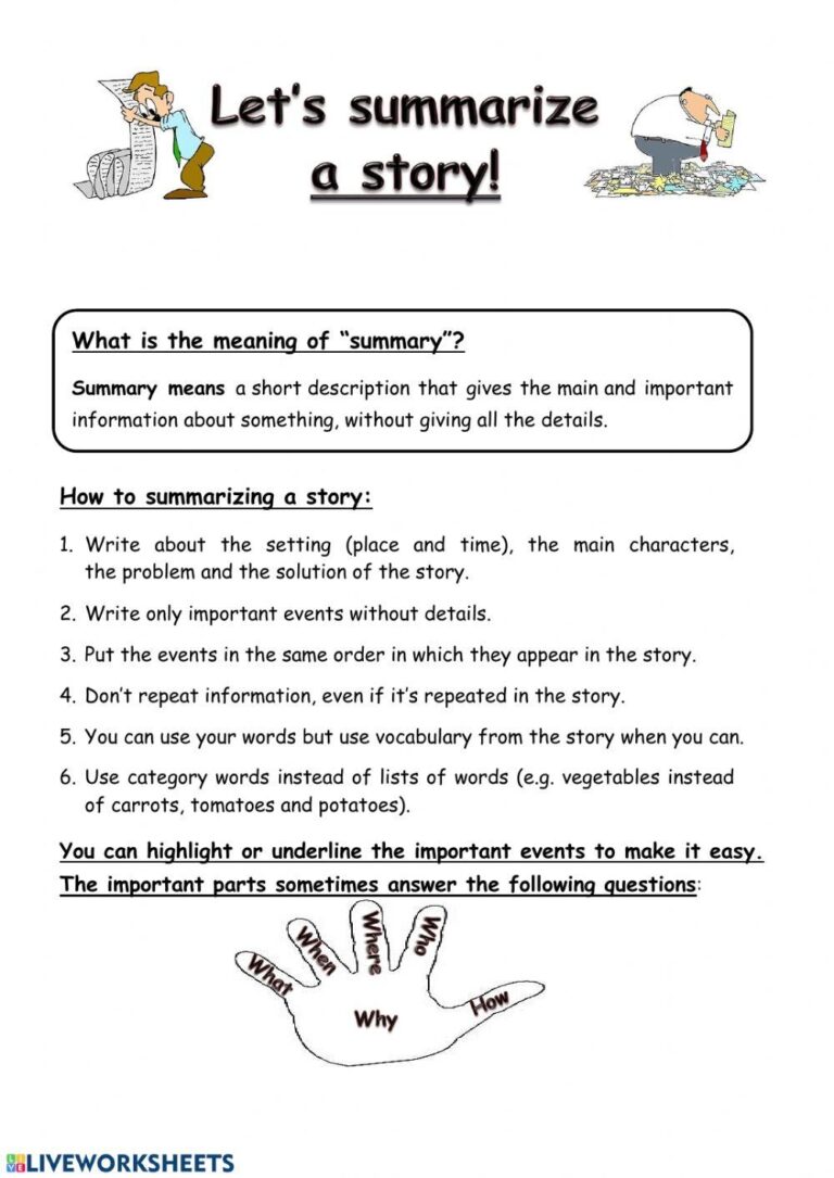 Summarizing Worksheets And Activities Worksheets Library