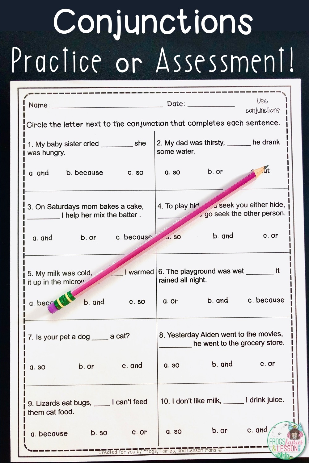 Teaching Conjunctions In First Grade Fabulous Charts And Activities Fairies And Lesson Plans