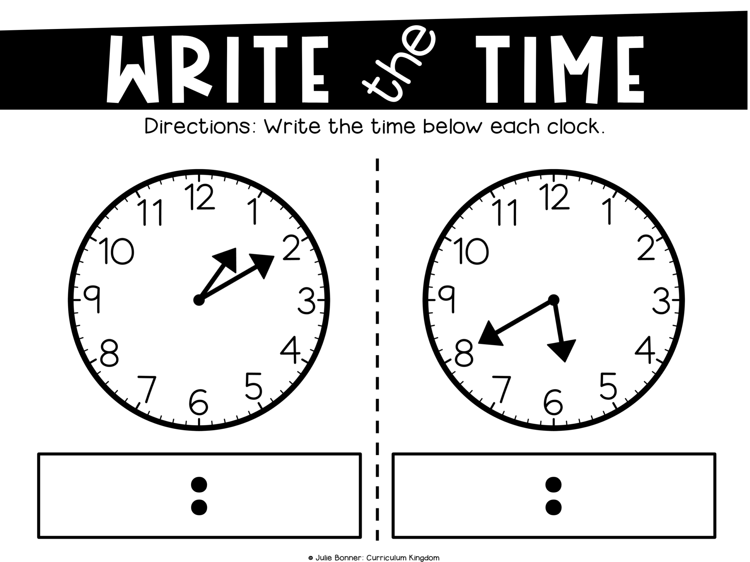 Math Worksheets For Telling Time