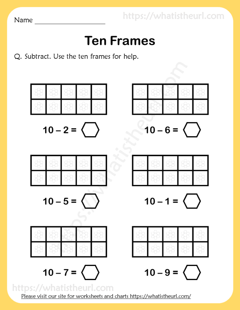 Ten Frames Subtraction Worksheets Your Home Teacher