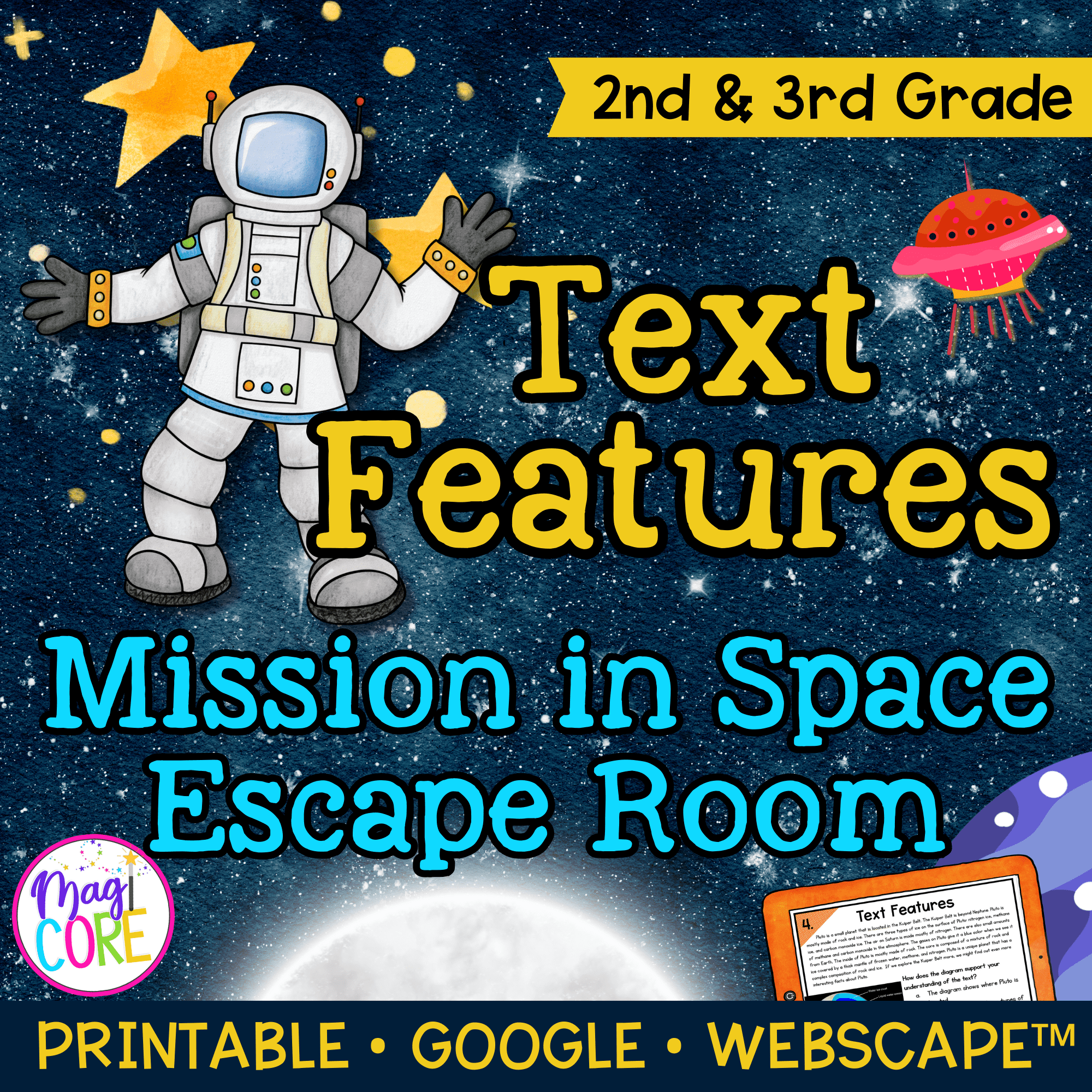 Text Features Mission In Space Escape Room 2nd 3rd Grade MagiCore