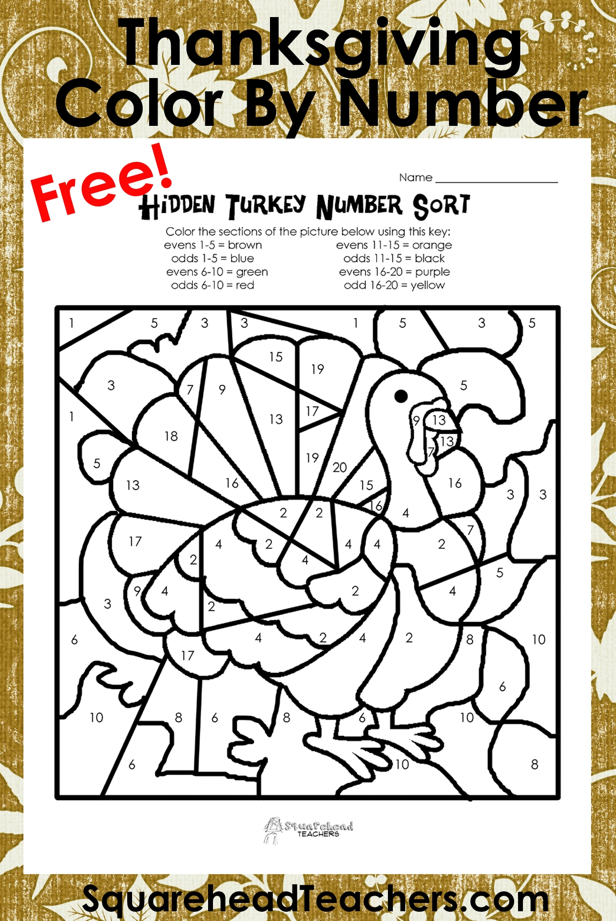 Thanksgiving Color By Number odd evens Sort Squarehead Teachers Worksheets Library Thanksgiving Color By Number odd evens Sort Squarehead Teachers Worksheets Library