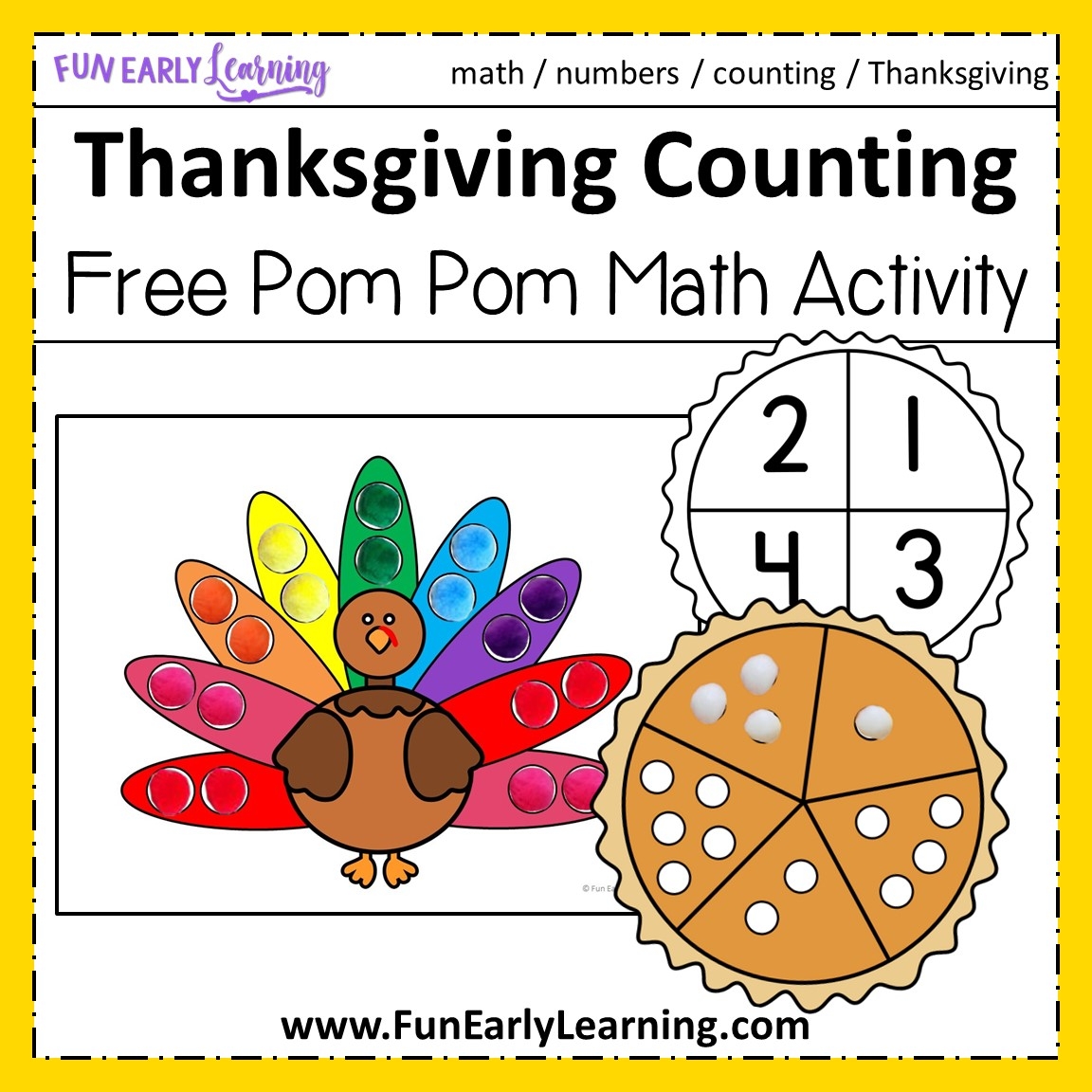 Thanksgiving Pom Pom Counting Free Math Printable Fun Early 