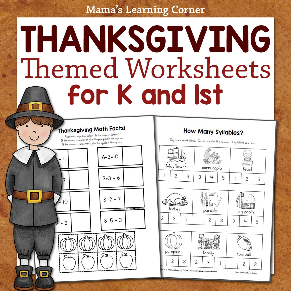 Free Thanksgiving Kindergarten Worksheets