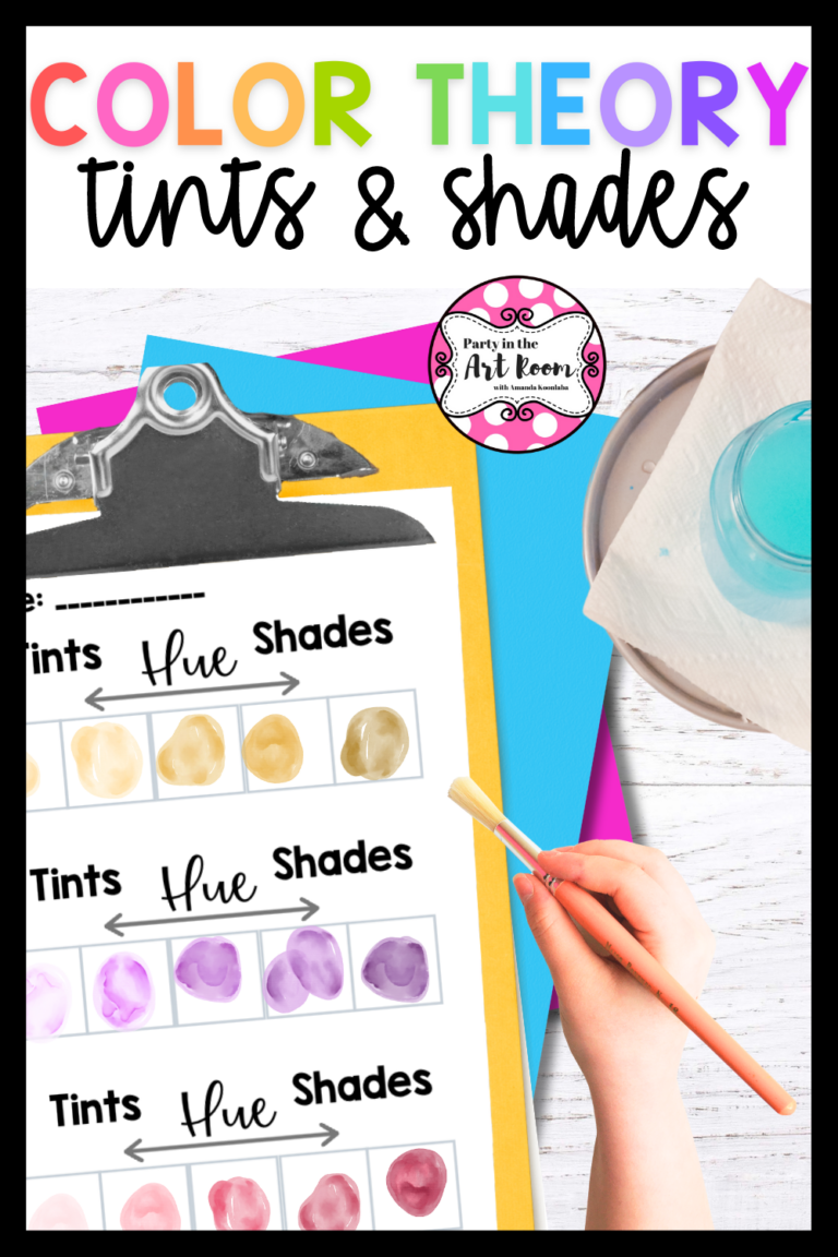 The Easy Way To Teach Tints And Shades To Kids with FREE Worksheets Party In The Art Room