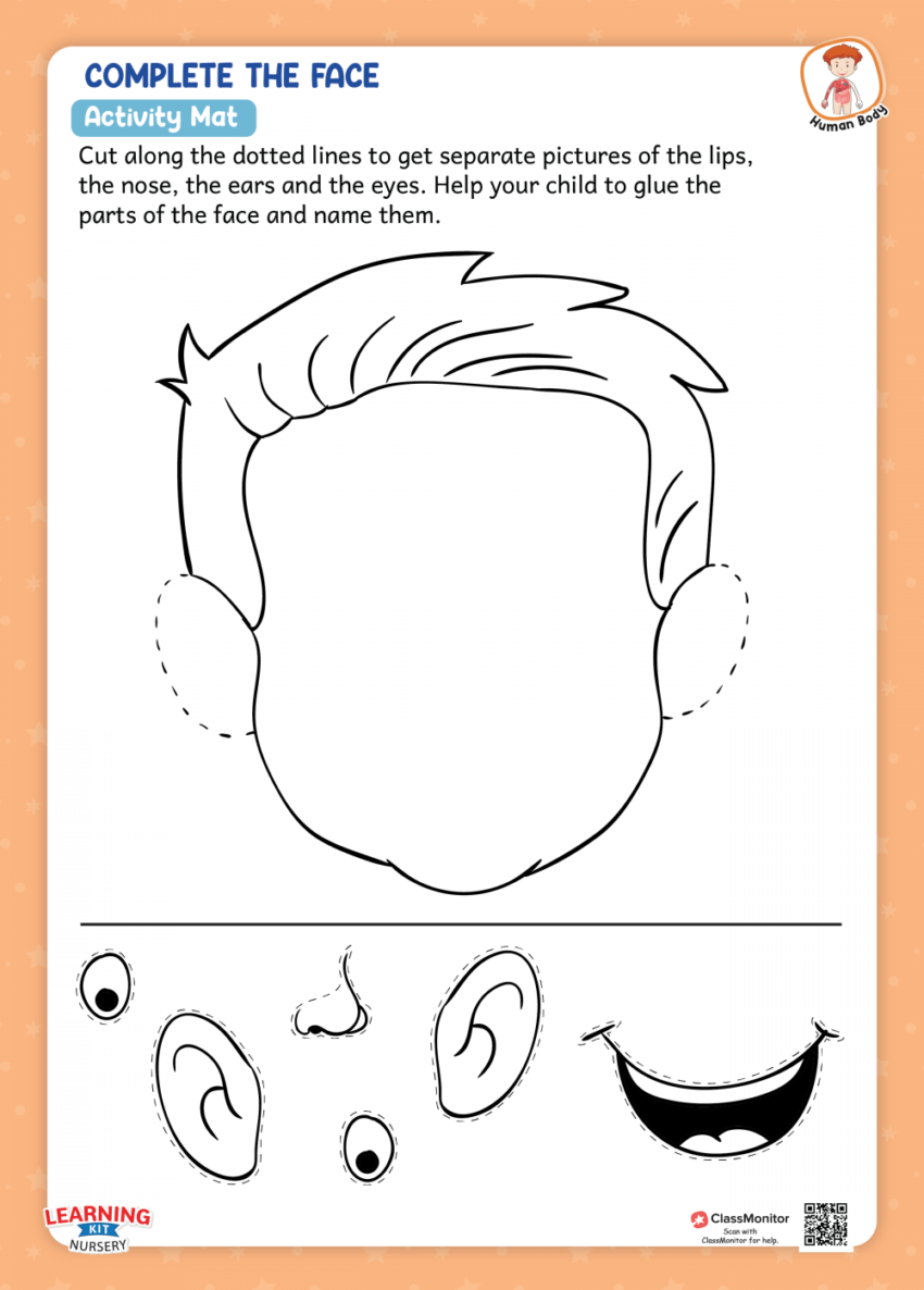 The Human Body Activity Complete The Face Worksheet ClassMonitor