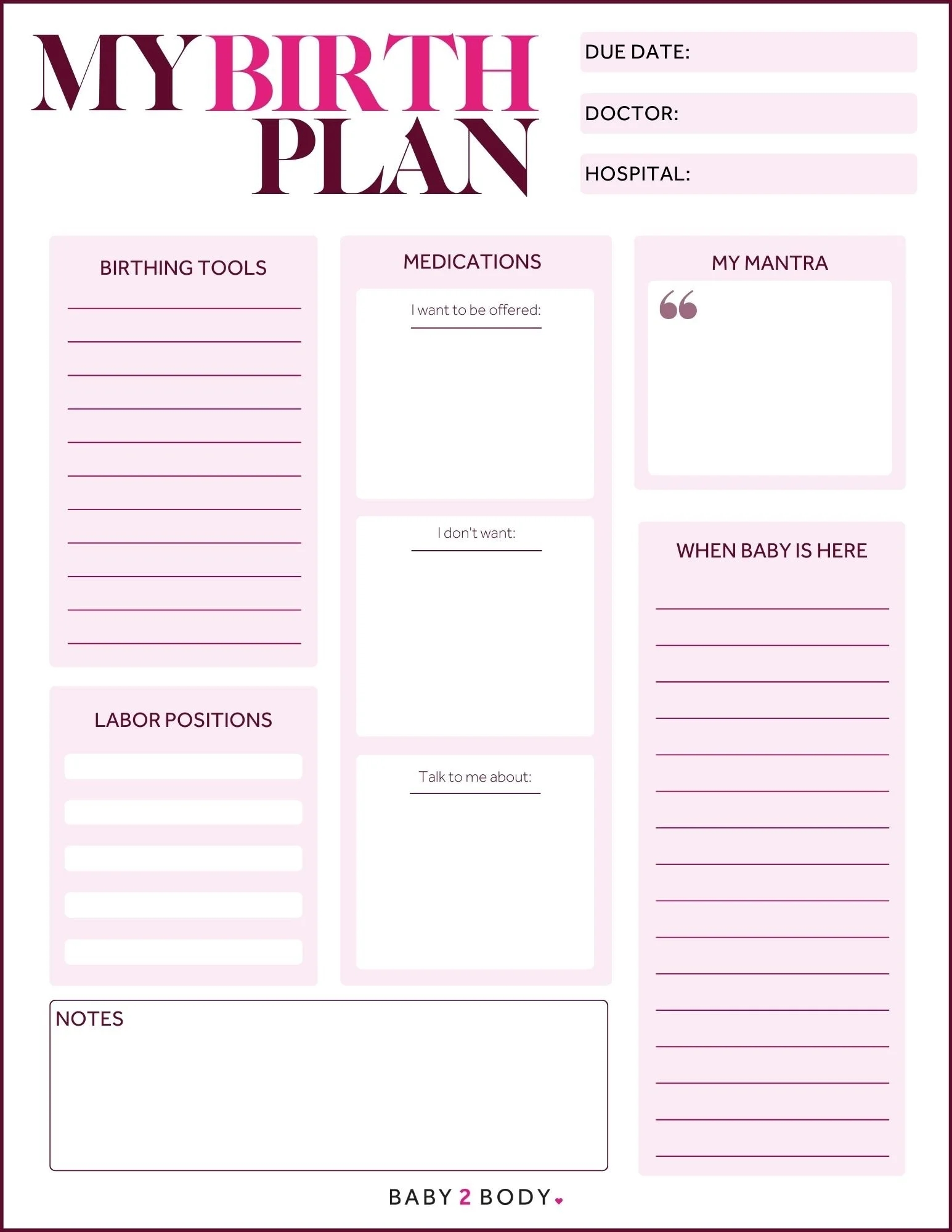 The Ultimate Birth Plan Checklist With Free Printable Template Baby2Body The Ultimate Birth Plan Checklist With Free Printable Template Baby2Body