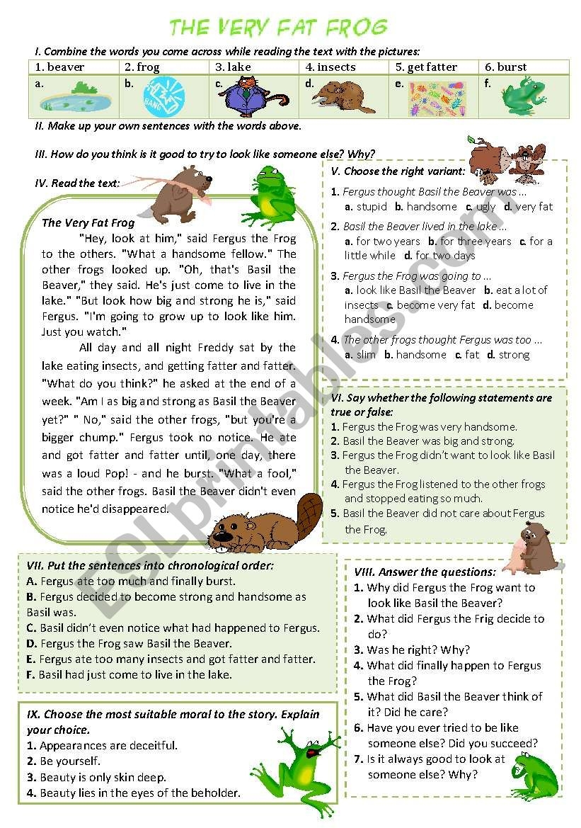 Frog Reading Comprehension Worksheets