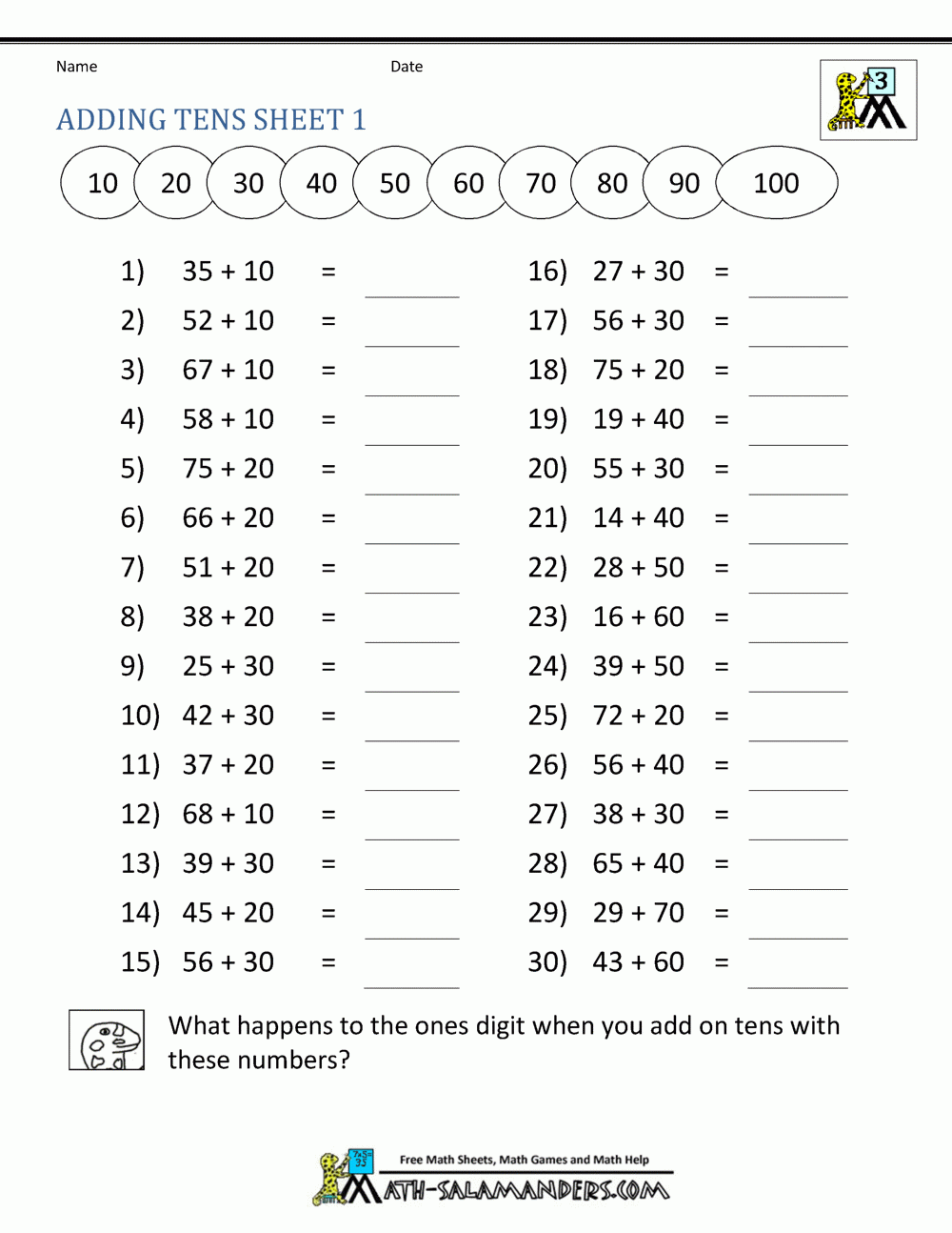 Third Grade Addition Worksheets