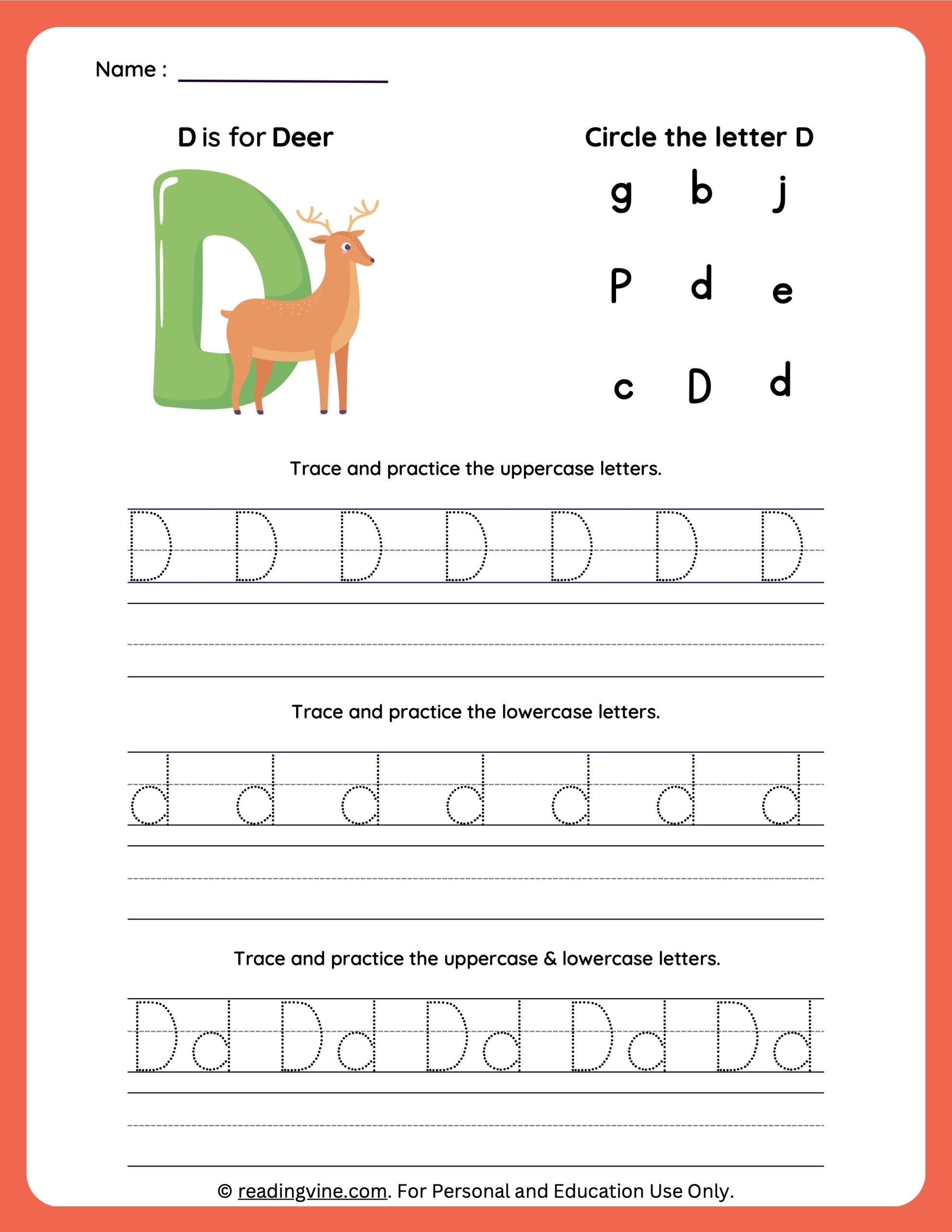 Alphabet D Tracing Worksheet Alphabet D Tracing Worksheet