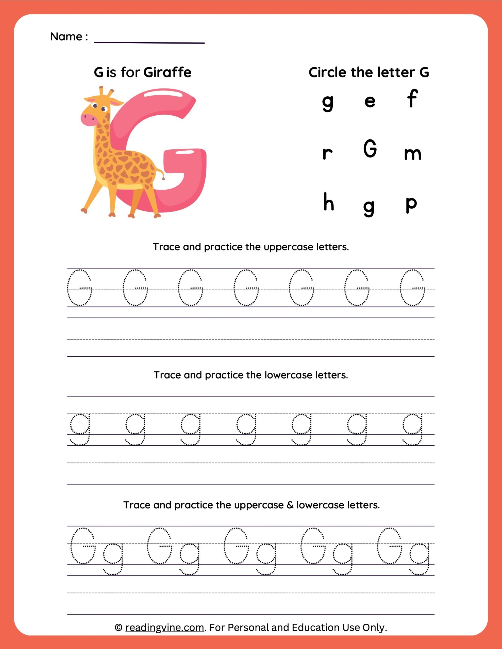 Tracing Letter G Worksheets For Preschool