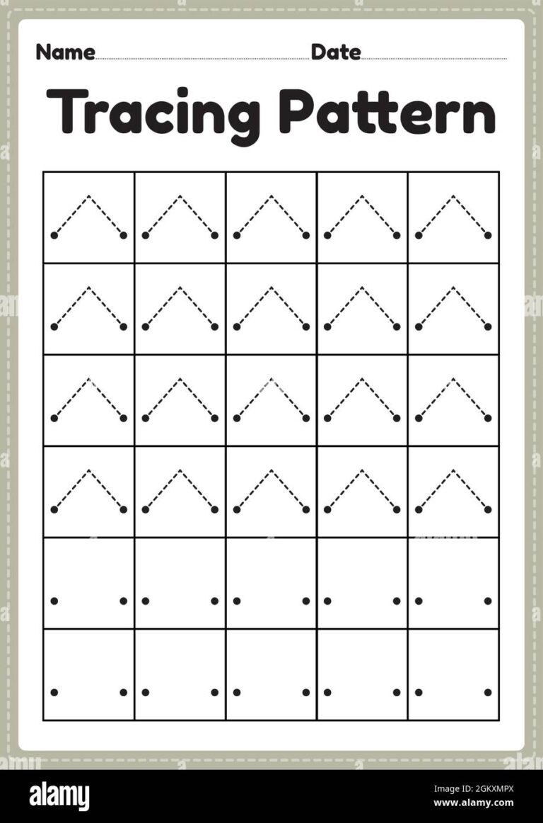 Tracing Pattern Lines Worksheet For Kindergarten Preschool And Montessori School Kids To Improve Handwriting Practice Activities In A Printable Page Stock Vector Image U0026 Art Alamy