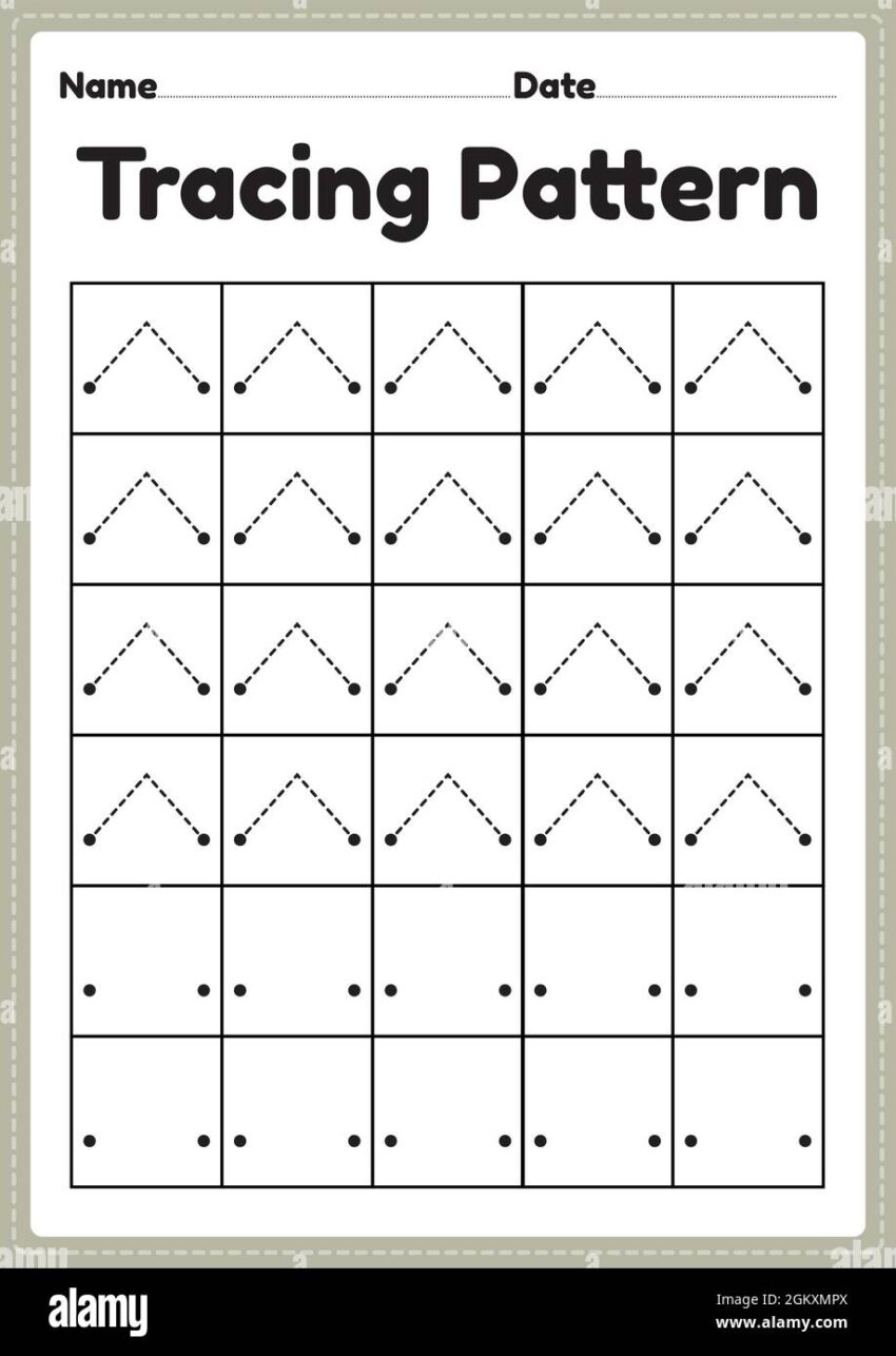 Tracing Pattern Lines Worksheet For Kindergarten Preschool And Montessori School Kids To Improve Handwriting Practice Activities In A Printable Page Stock Vector Image U0026 Art Alamy