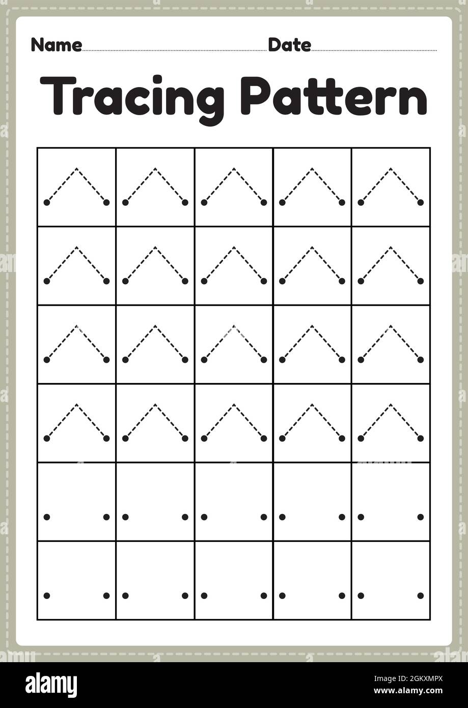 Tracing Pattern Lines Worksheet For Kindergarten Preschool And Montessori School Kids To Improve Handwriting Practice Activities In A Printable Page Stock Vector Image U0026 Art Alamy