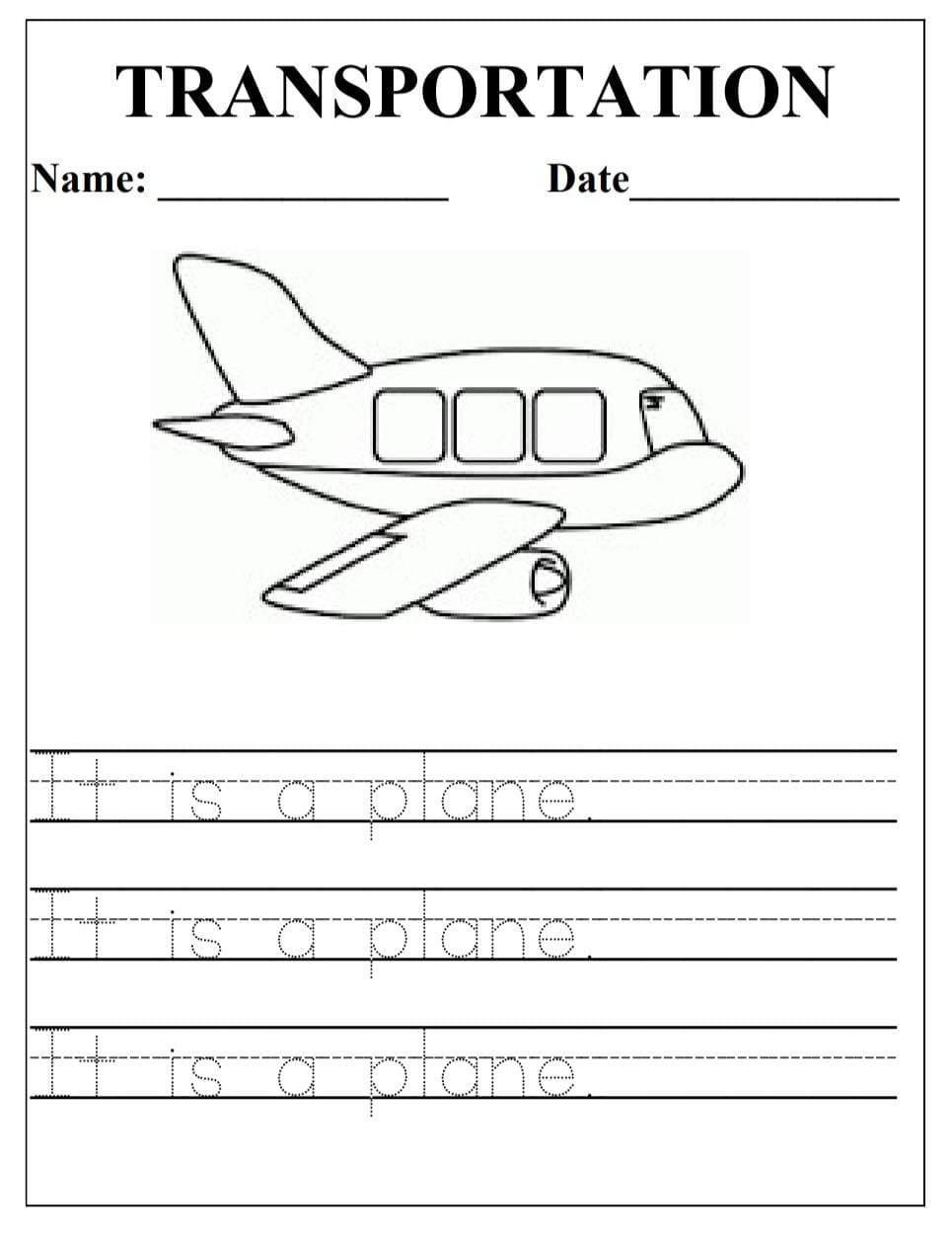 Transportation Activities For Preschoolers Printable