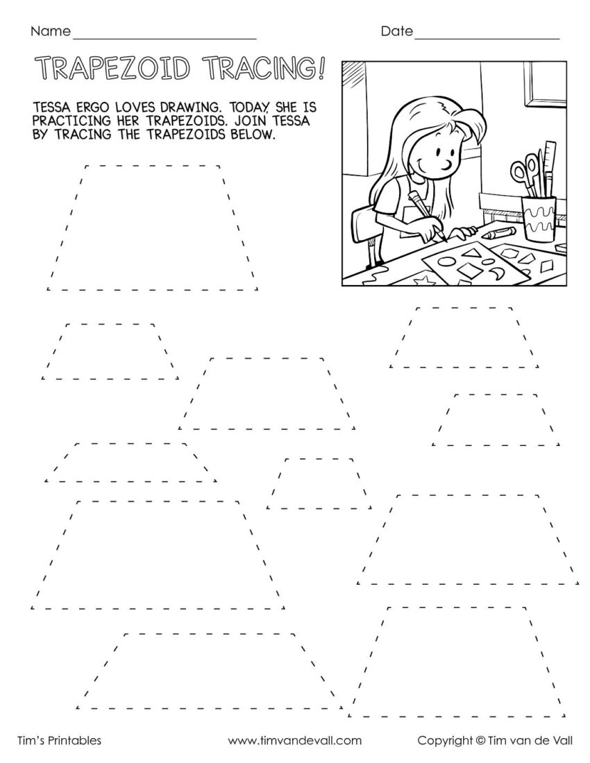 Trapezoid Tracing Worksheet Tim s Printables