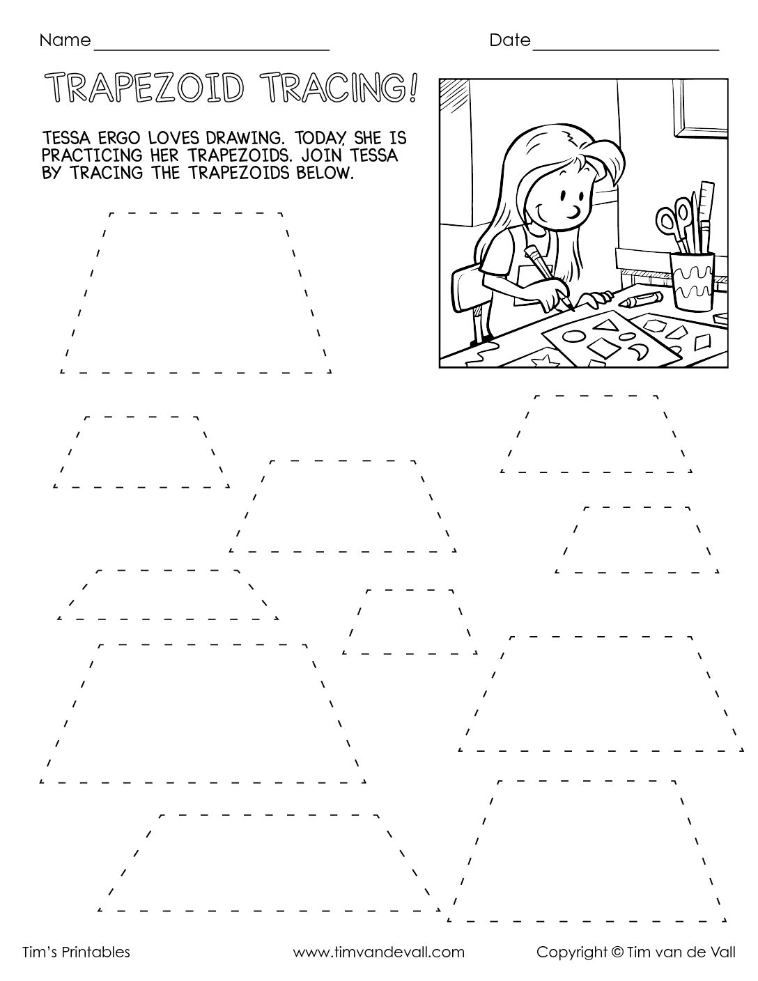Trapezoid Tracing Worksheet Tim s Printables