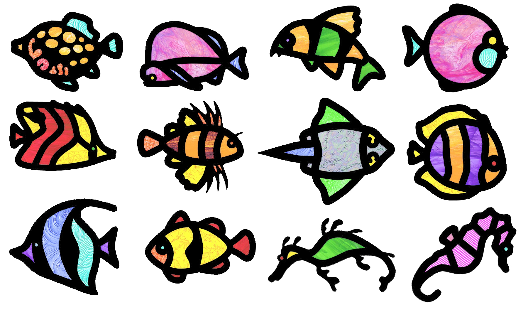Tropical Fish Stained Glass Frames Roylco