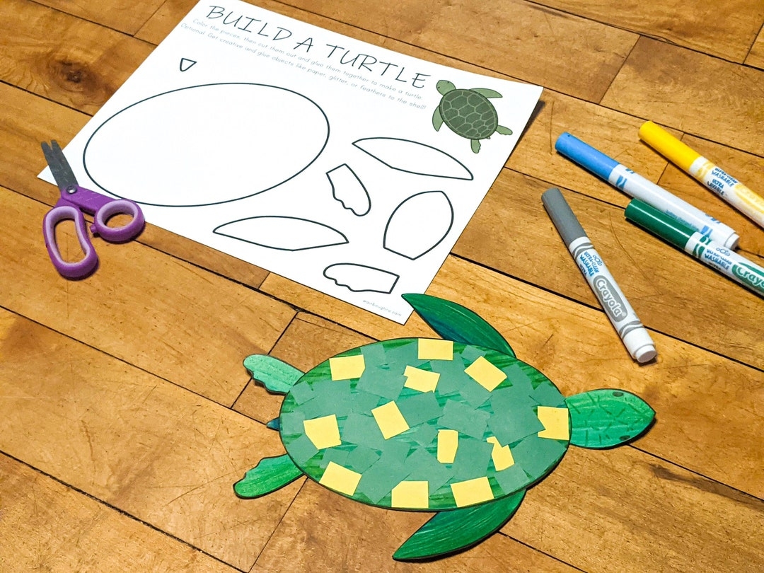 Turtle Printable Craft Ocean Paper Craft Indoor Preschool Activity Kids Coloring Page Homeschool Download Summer Printable Craft Etsy